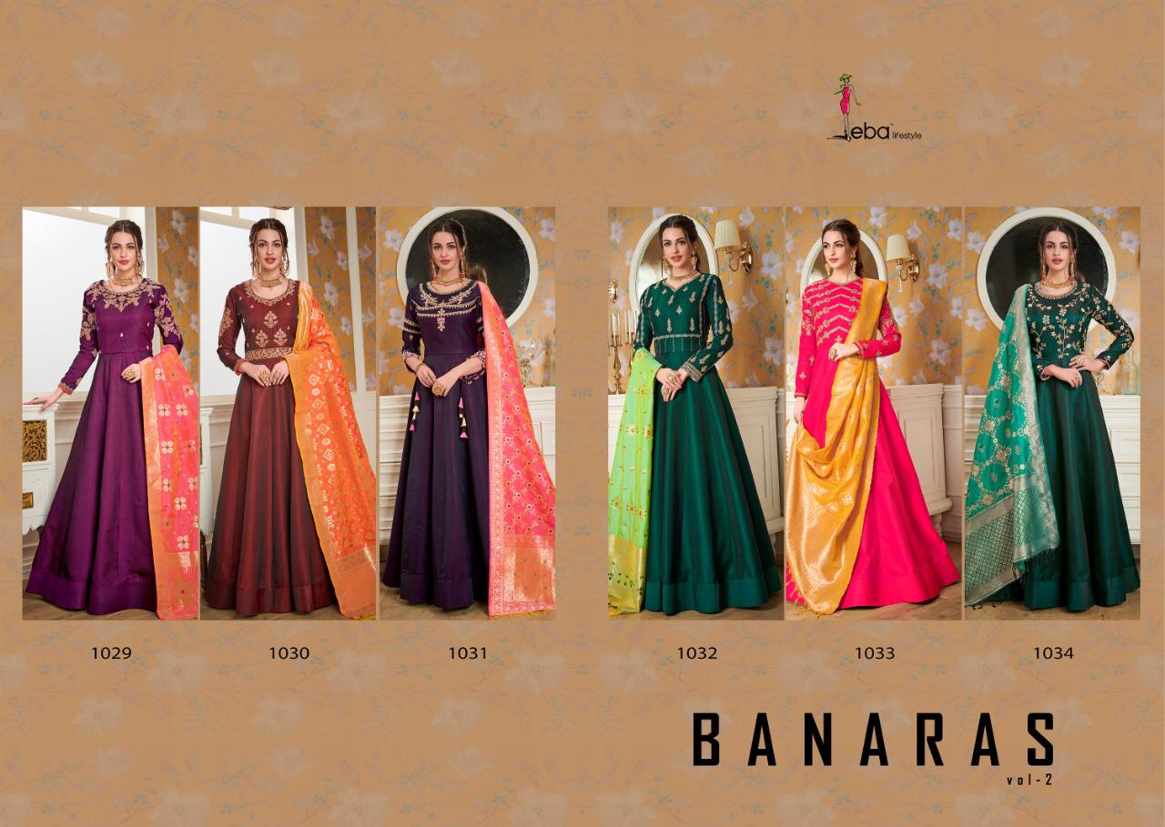 Banaras Vol 2 By Eba Lifestyle Readymade Gown With Dupatta Collection Banaras Vol 2 By Eba Lifestyle Readymade Gown With Dupatta Collection